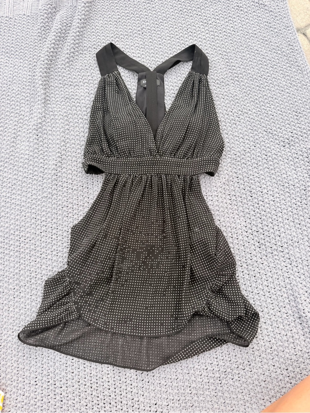 bebe Black and White Polka Dot Halter Tank